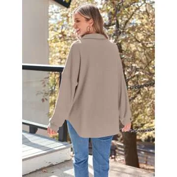 AUTOMET Womens Fall Cothes 2025 Fashion Country Concert Outfits Waffle Knit Shackets Corduroy Jackets Button Down Shirts Tops CoffeeGrey L