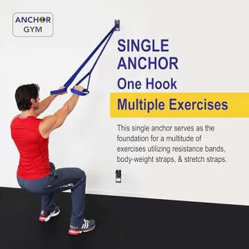 Anchor Gym H1 Workout Wall Mount, Strap Anchor, Wall & Ceiling Mounted Hook Exercise Station for Bod...