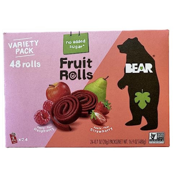 Bear Real Fruit Snack Rolls Strawberry Raspberry Variety Pack