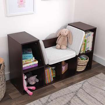 KidKraft Wooden Bookcase with Cozy Reading Nook for Kids