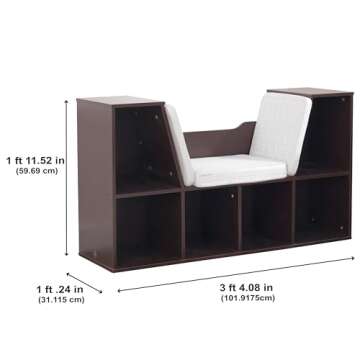 KidKraft Wooden Bookcase with Cozy Reading Nook for Kids