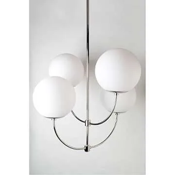 MITZI HUDSON VALLEY LIGHTING H160804-AGB Carrie Chandeliers, 4-light, 60W, Aged Brass Finish, White Glass (29.75''W x 27.5''H)