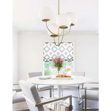 MITZI HUDSON VALLEY LIGHTING H160804-AGB Carrie Chandeliers, 4-light, 60W, Aged Brass Finish, White Glass (29.75''W x 27.5''H)