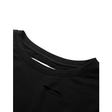 SweatyRocks Women's Distressed Crop T-Shirt for Casual Wear