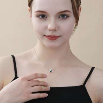 Semoya Gold Soccer Necklace for Women Girls, Soccer Mom Pendant Sports Chain Accessories Necklaces Team Valentines Gifts Game Day Jewelry for Teen Teenage Kids Age Female