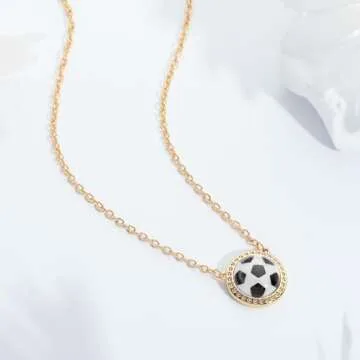 Semoya Gold Soccer Necklace for Women Girls, Soccer Mom Pendant Sports Chain Accessories Necklaces Team Valentines Gifts Game Day Jewelry for Teen Teenage Kids Age Female