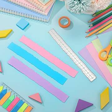 3 Pieces 8.4 Inches Irregular Edges Ruler Deckle Edges Ruler Measuring Embossing Cutting Dies Paper Tearing Ruler for Card Making Scrapbooking Craft Decor School Office Tools