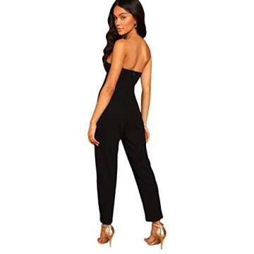 ROMWE Women's Elegant Sweetheart Neck Strapless Stretchy Party Romper Jumpsuit Black Small