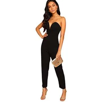 Stylish ROMWE Women's Sweetheart Neck Jumpsuit for Parties