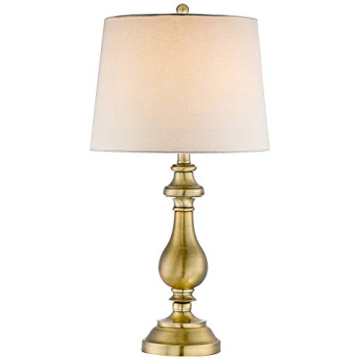 Regency Hill Traditional Style Table Lamp 26" High Antique Brass Gold Metal Candlestick White Tan Fa...