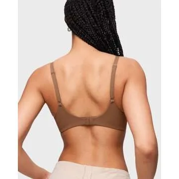 INLYRIC Women's Push Up Bra Tshirt Demi Supportive Bras Underwire Plunge Padded Comfortable Inbarely Plus Collection Sandalwood Brown-2 34DD