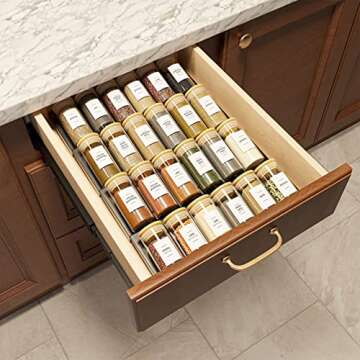 SpaceAid 24 Pcs Spice Jars with Bamboo Lids and Labels, Empty 4oz Glass Bottles, Minimalist Farmhouse Stickers with Funnel, Seasoning Containers for Spice Rack, Cabinet and Drawer