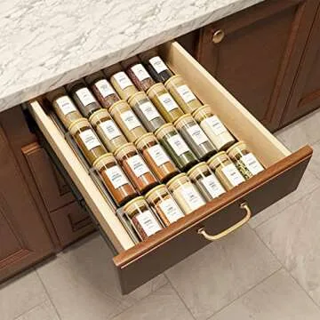 Elegant SpaceAid Spice Jar Set with Bamboo Lids and Labels