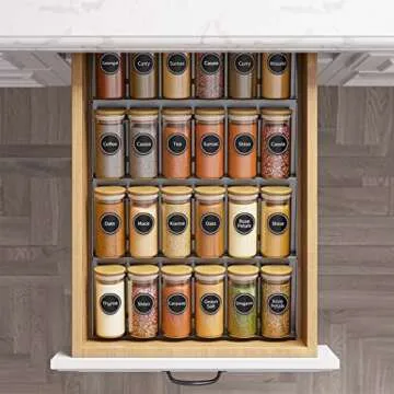 Elegant SpaceAid Spice Jar Set with Bamboo Lids and Labels