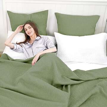 PHF 100% Cotton Waffle Weave Throw Pillow Cover, 24" x 24", No Insert, 2 Pack Elegant Home Decorativ...