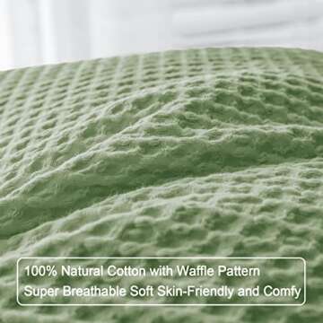 PHF 100% Cotton Waffle Weave Throw Pillow Cover, 24" x 24", No Insert, 2 Pack Elegant Home Decorative Square Throw Pillow Covers for Bed Couch Sofa, Loden Green