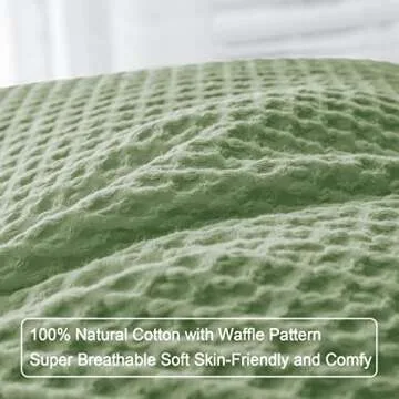 PHF 100% Cotton Waffle Weave Throw Pillow Cover, 24" x 24", No Insert, 2 Pack Elegant Home Decorative Square Throw Pillow Covers for Bed Couch Sofa, Loden Green