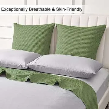 PHF 100% Cotton Waffle Weave Throw Pillow Cover, 24" x 24", No Insert, 2 Pack Elegant Home Decorative Square Throw Pillow Covers for Bed Couch Sofa, Loden Green