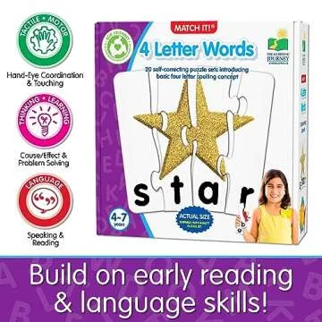 4 Letter Words Self-Correcting Puzzle for Kids Ages 3-5