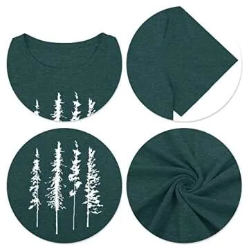 GEMLON Women's Sunrise Pine Tree Graphic T-Shirt