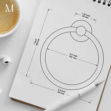 MARMOLUX ACC Matte Black Towel Ring - SUS304 Stainless Steel Wall Mounted Hand Towel Holder for Bathroom - Kitchen & Bathroom Towel Rack - Black Towel Hanger - Bathroom Towel Holder - Hand Towel Rack