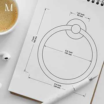 MARMOLUX ACC Matte Black Towel Ring - SUS304 Stainless Steel Wall Mounted Hand Towel Holder for Bathroom - Kitchen & Bathroom Towel Rack - Black Towel Hanger - Bathroom Towel Holder - Hand Towel Rack