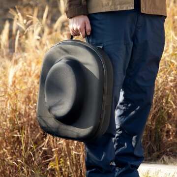 Ozueccr Cowboy Hat Travel Case – Crushproof Carrier for Cowboy, Panama & Tweed Hats with Carrying ...