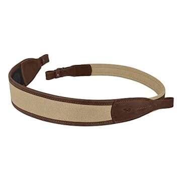 BRONZEDOG Rifle Sling Canvas Hunt Belt Comfortable Shoulder Gun Strap Soft Padded Genuine Leather Hunting Accessories Khaki (Added Width, Sand)