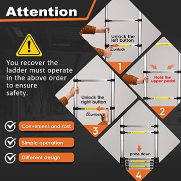 SocTone 12.5 FT Telescoping Ladder for Indoor and Outdoor Use