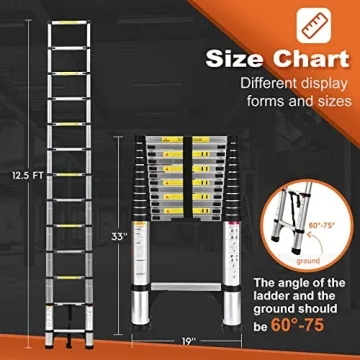 SocTone 12.5 FT Telescoping Ladder for Indoor and Outdoor Use