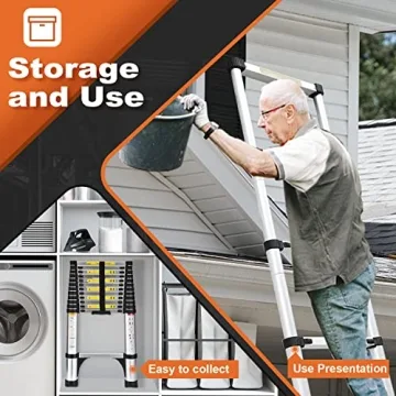 SocTone 12.5 FT Telescoping Ladder for Indoor and Outdoor Use