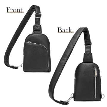 INICAT RFID Blocking Sling Bag Leather Crossbody Bags for Women Fanny Pack Cross Body for Woman Chest Bag for Travel 1.9L(Black)