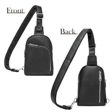 INICAT RFID Blocking Sling Bag Leather Crossbody Bags for Women Fanny Pack Cross Body for Woman Chest Bag for Travel 1.9L(Black)