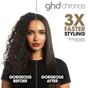 ghd Chronos Styler ― 1" Hair Straightener, 3X Faster HD Motion-Responsive Styler for One Stroke High-Definition Results that Last 24hrs, 85% More Shine, 2X Less Frizz, No Heat Damage ― Black