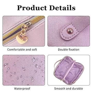 FILLYFALLA Large Capacity Zipper Travel Cosmetic Bag, Preppy Makeup Bag Organizer with Letter Patch,Portable Makeup Bag with Handle Great for Women and Girls (Pink)