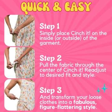 Cinch It! Women's Fashion Dress Clip & Slimmer - 3-Pack
