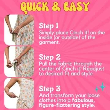 Cinch It! Women's Fashion Dress Clip & Slimmer - 3-Pack
