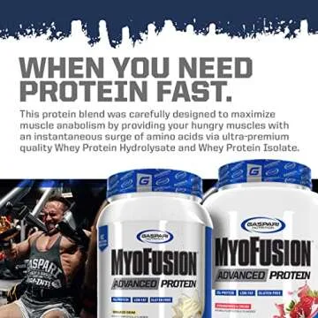Gaspari Nutrition Myofusion Advanced Protein, Protein Blend with Whey Protein, Casein Protein and Isolate Protein, Low Fat and Gluten Free (4lbs, Vanilla Ice Cream)