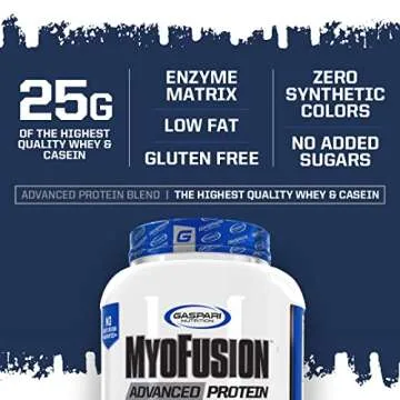 Gaspari Nutrition Myofusion Advanced Protein, Protein Blend with Whey Protein, Casein Protein and Isolate Protein, Low Fat and Gluten Free (4lbs, Vanilla Ice Cream)