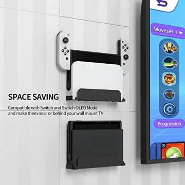 EJGAME Switch OLED Black Steel Mount,Wall Mount Bracket Compatible with Nintendo Switch and Switch OLED