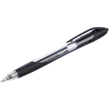 Amazon Basics Retractable Gel Ink Pens, Fine Point, Smooth Writing, Black, 12-Pack