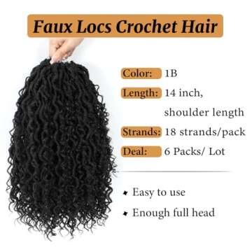 Forevery Goddess Locs Crochet Hair 14 Inch Faux Locs Crochet Hair 6 Packs PreLooped Crochet Hair for...