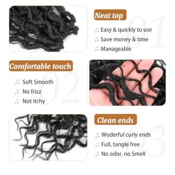 Forevery Goddess Locs Crochet Hair 14 Inch Faux Locs Crochet Hair 6 Packs PreLooped Crochet Hair for Women River Locs Crochet Hair With Curly Ends 1B