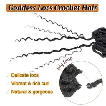 Forevery Goddess Locs Crochet Hair 14 Inch Faux Locs Crochet Hair 6 Packs PreLooped Crochet Hair for Women River Locs Crochet Hair With Curly Ends 1B