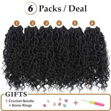 Forevery Goddess Locs Crochet Hair 14 Inch Faux Locs Crochet Hair 6 Packs PreLooped Crochet Hair for Women River Locs Crochet Hair With Curly Ends 1B