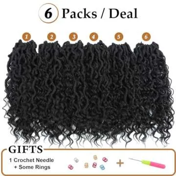 Forevery Goddess Locs Crochet Hair 14 Inch Faux Locs Crochet Hair 6 Packs PreLooped Crochet Hair for Women River Locs Crochet Hair With Curly Ends 1B