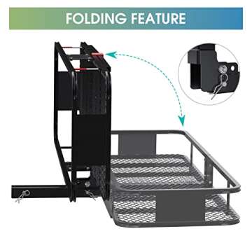 KAIZONPOT 60" x 24" x 6" Trailer Hitch Cargo Carrier Hitch Mount Folding Vehicle Cargo Basket 550lb Capacity Hitch Cargo Racks for Car