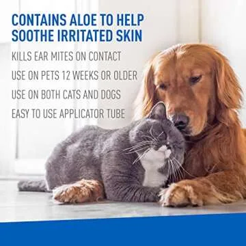 Adams Ear Mite Treatment For Dogs and Cats Over 12 Weeks, Kills Ear Mites On Contact, Relief For Dogs and Cats Suffering From Ear Mites, Soothing Aloe and Lanolin Formula .5 Fl Oz