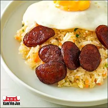 Kam Yen Jan, 腊肠, Chinese Sausage (Lap Xuong Sausage), Asian Sausage, Thai Sausage, Chinese Sausage Lap Cheong, Taiwan Sausage, 14 oz (Pack of 2) + Includes-Free Rhino Premium Ground White Pepper.035oz