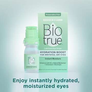 Biotrue Hydration Boost Eye Drops, Preservative Free, Soft Contact Lens Friendly for Irritated and Dry Eyes from Bausch + Lomb, Naturally Inspired, 0.33 FL OZ (10 mL)